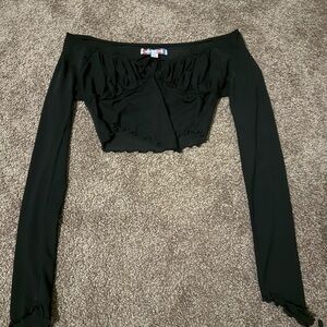 Black Long Sleeve Crop Top